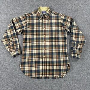 Vintage Pendleton Shirt Jacket Mens Medium Plaid Wool Flannel Quilted Neck